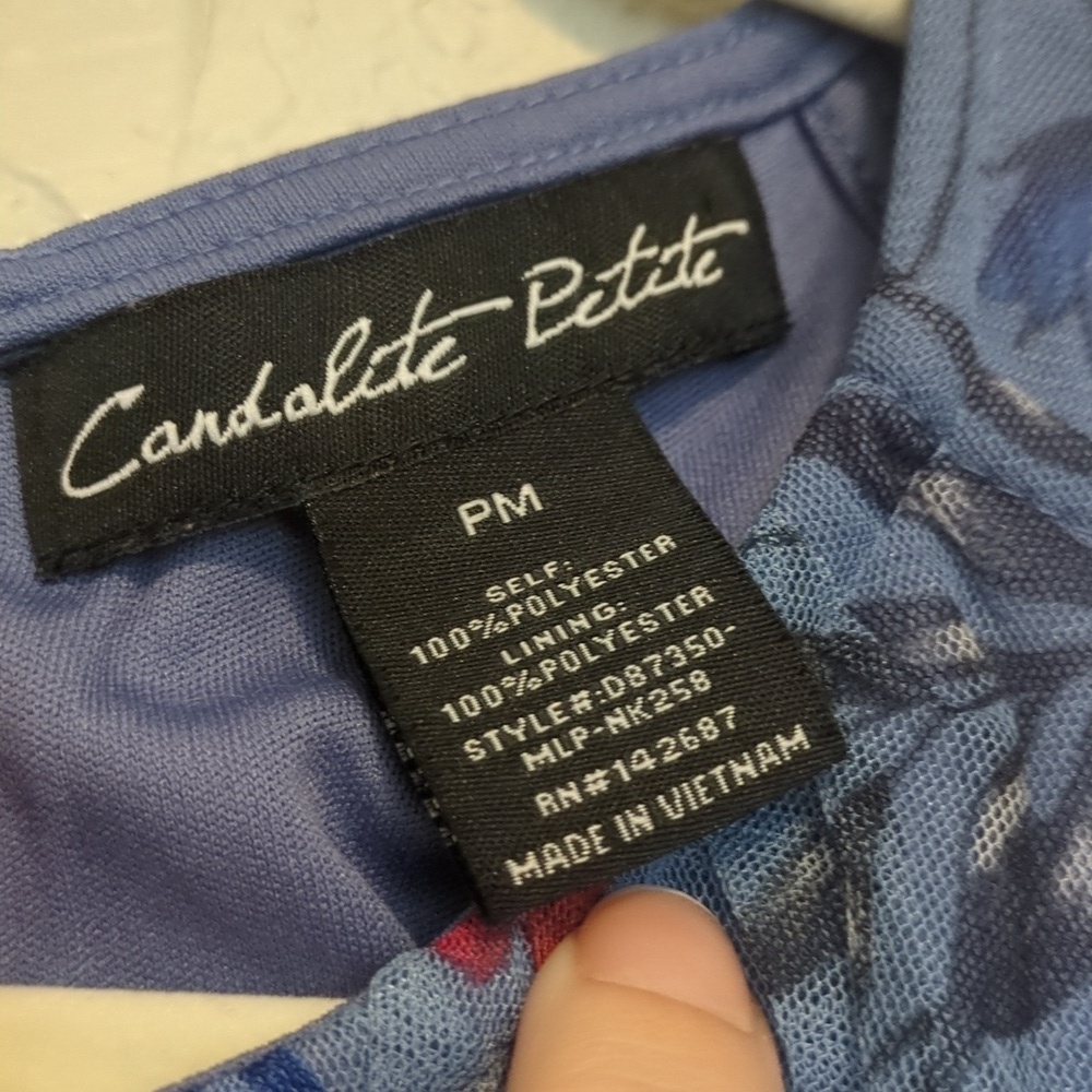 Candalite Petite blue pink floral sleeveless fit and flare maxi dress - Picture 4 of 6